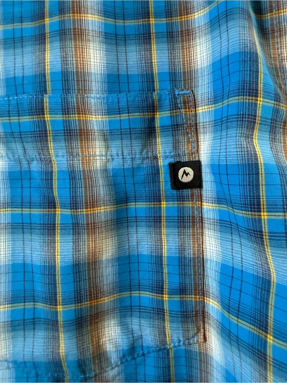 Marmot Blue Plaid Short Sleeve Shirt Large - Picture 3 of 9